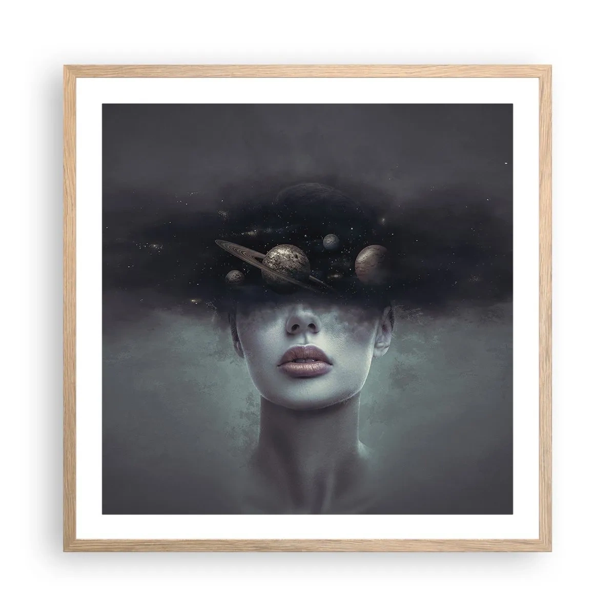Poszter világos tölgy keretben - És a bolygók megvadulnak... - 60x60 cm