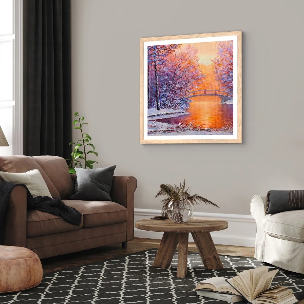 Poszter világos tölgy keretben - Találkozzunk itt - 40x40 cm