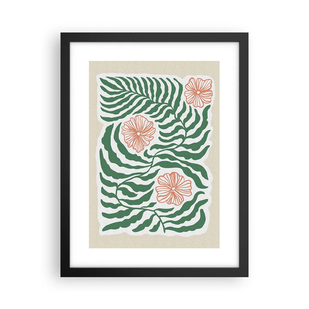 Poszter fehér keretben - Zöldben virágzó - 30x40 cm