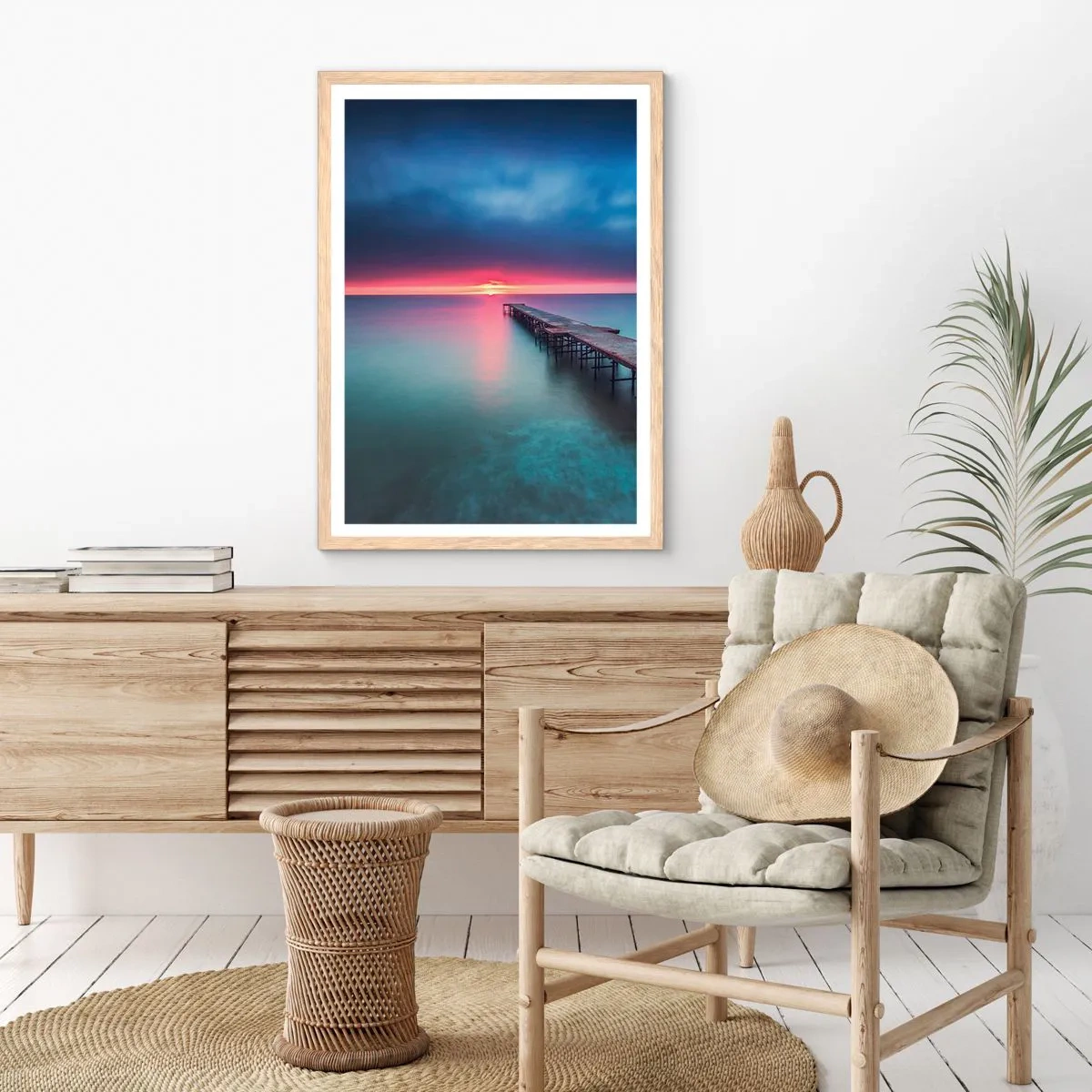 Poszter világos tölgy keretben - Ég és föld között - 61x91 cm