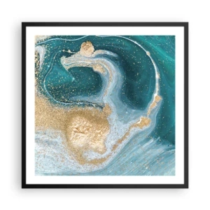 Poszter fehér keretben - Arany és türkiz örvénye - 60x60 cm