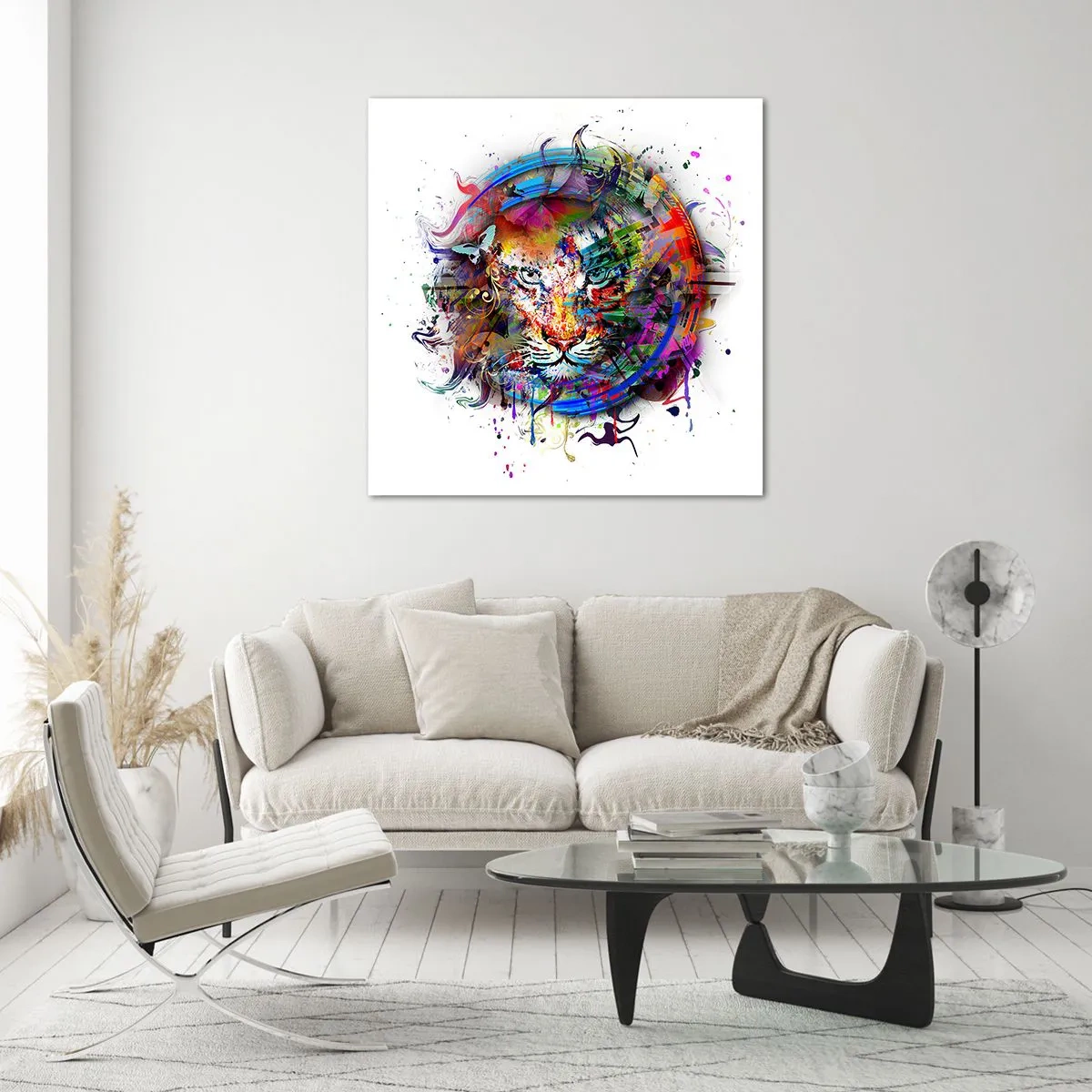 Üveg kép - Szivárványfátyol mögött lapul - 70x70 cm