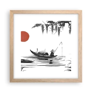 Poszter világos tölgy keretben - Ázsiai délután - 30x30 cm