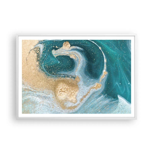 Poszter fekete keretben - Arany és türkiz örvénye - 100x70 cm