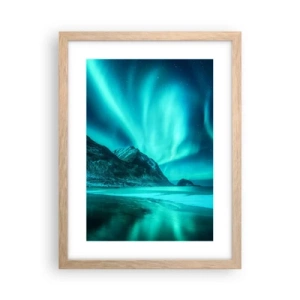 Poszter világos tölgy keretben - Észak csodái - 30x40 cm