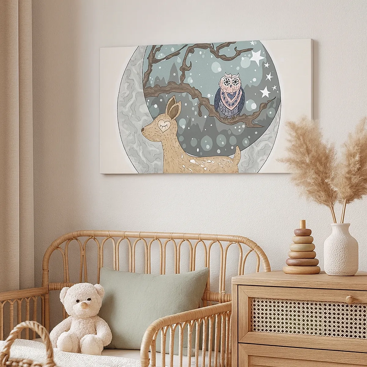 Vászonkép - Mesebeli erdei éjszaka - 30x30 cm