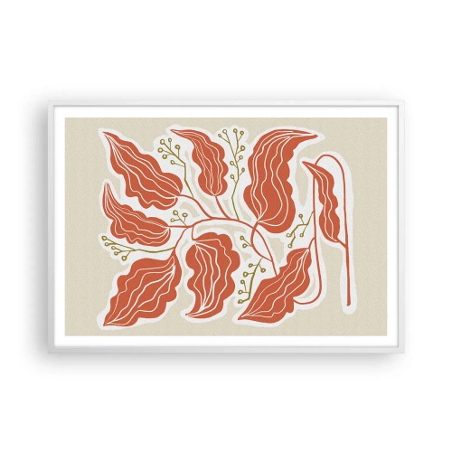 Poszter fekete keretben - Népi és korall - 100x70 cm