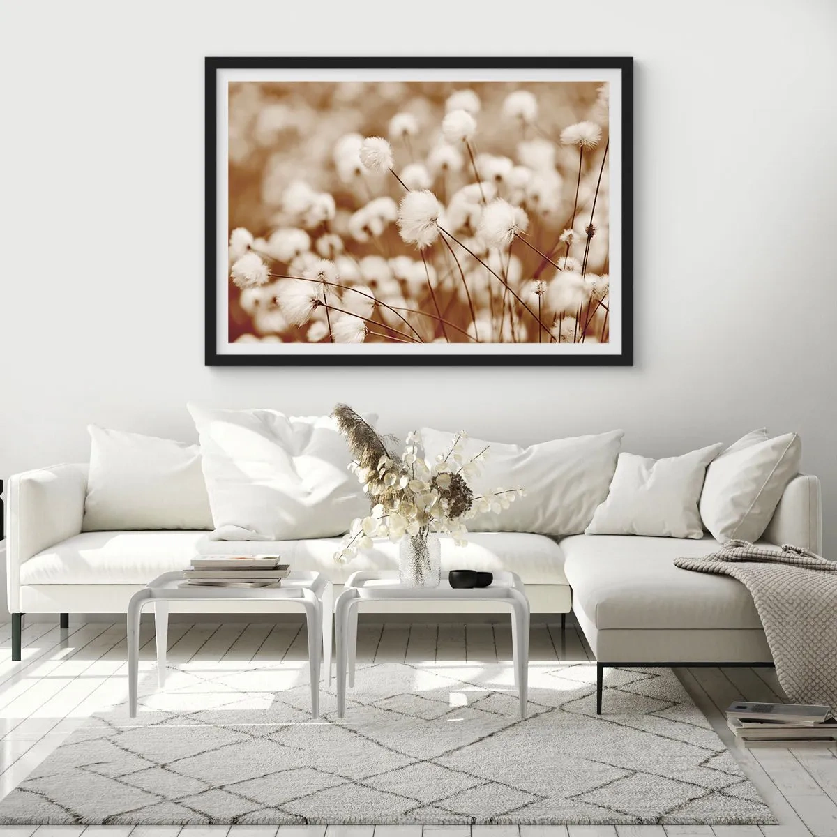 Poszter fehér keretben - Bolyhos termés - 70x50 cm