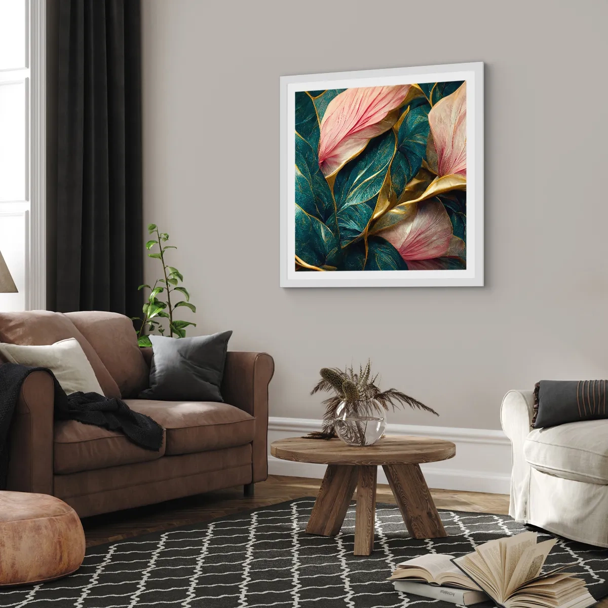 Poszter fekete keretben - Természetes elegancia és stílus - 60x60 cm