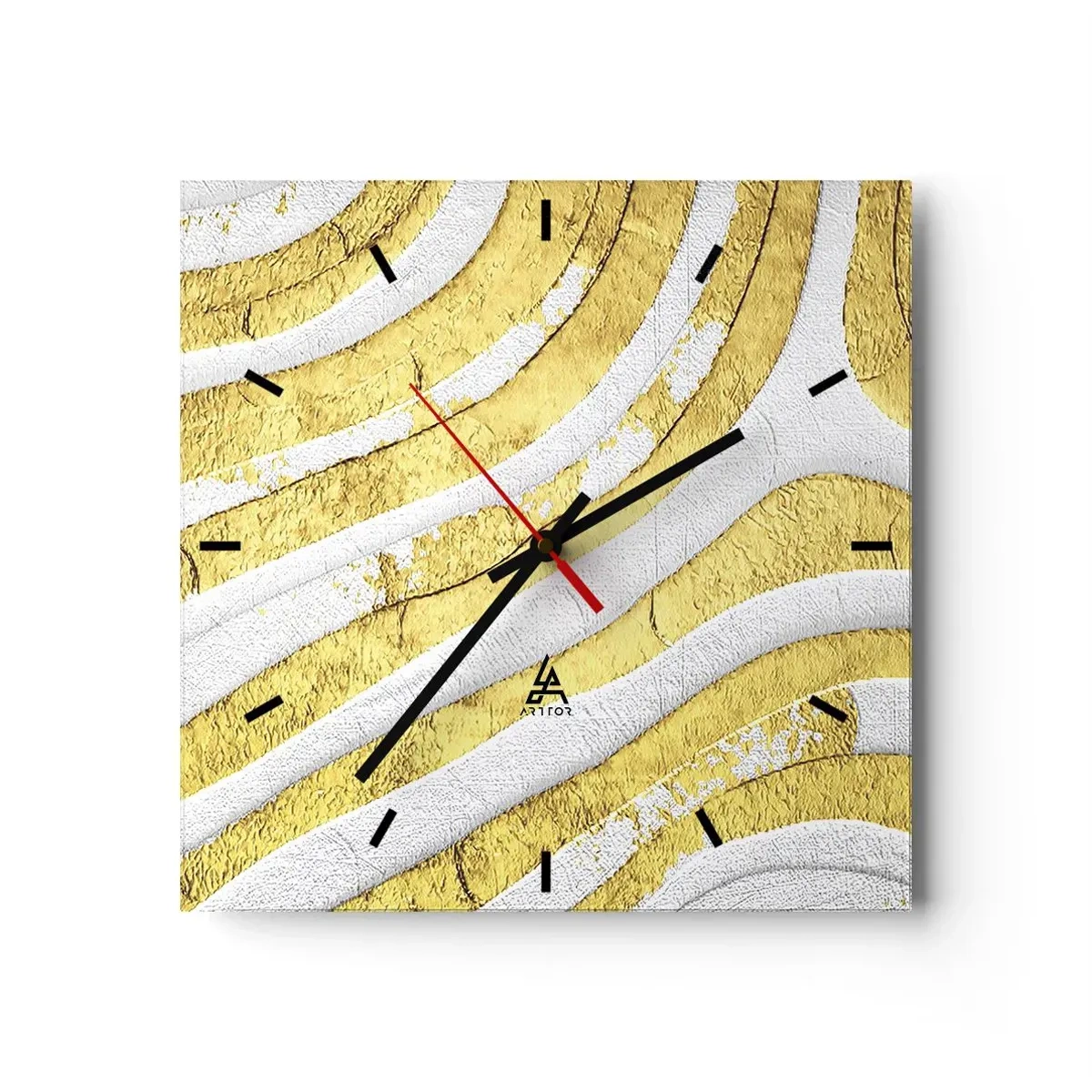 Falióra, Óra - Kompozíció fehér és arany színben - 30x30 cm