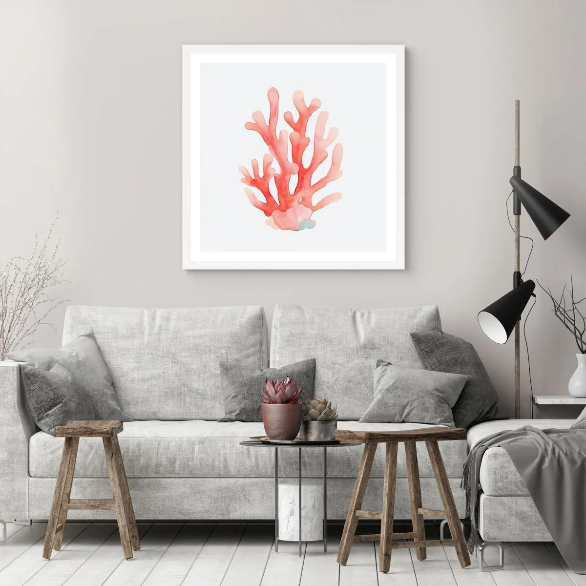 Poszter fekete keretben - A korall színe - 40x40 cm