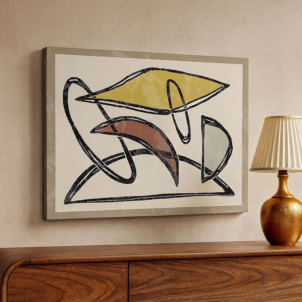 Vászonkép - Absztrakció geometrikus formákkal és visszafogott színekkel - 70x50cm - Függőlegesek és vízszintek - Modern fali dekoráció nappalihoz és hálószobához ARTTOR