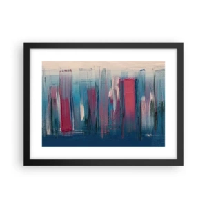 Poszter fehér keretben - Függőleges kompozíció kék és piros színekben - 40x30 cm
