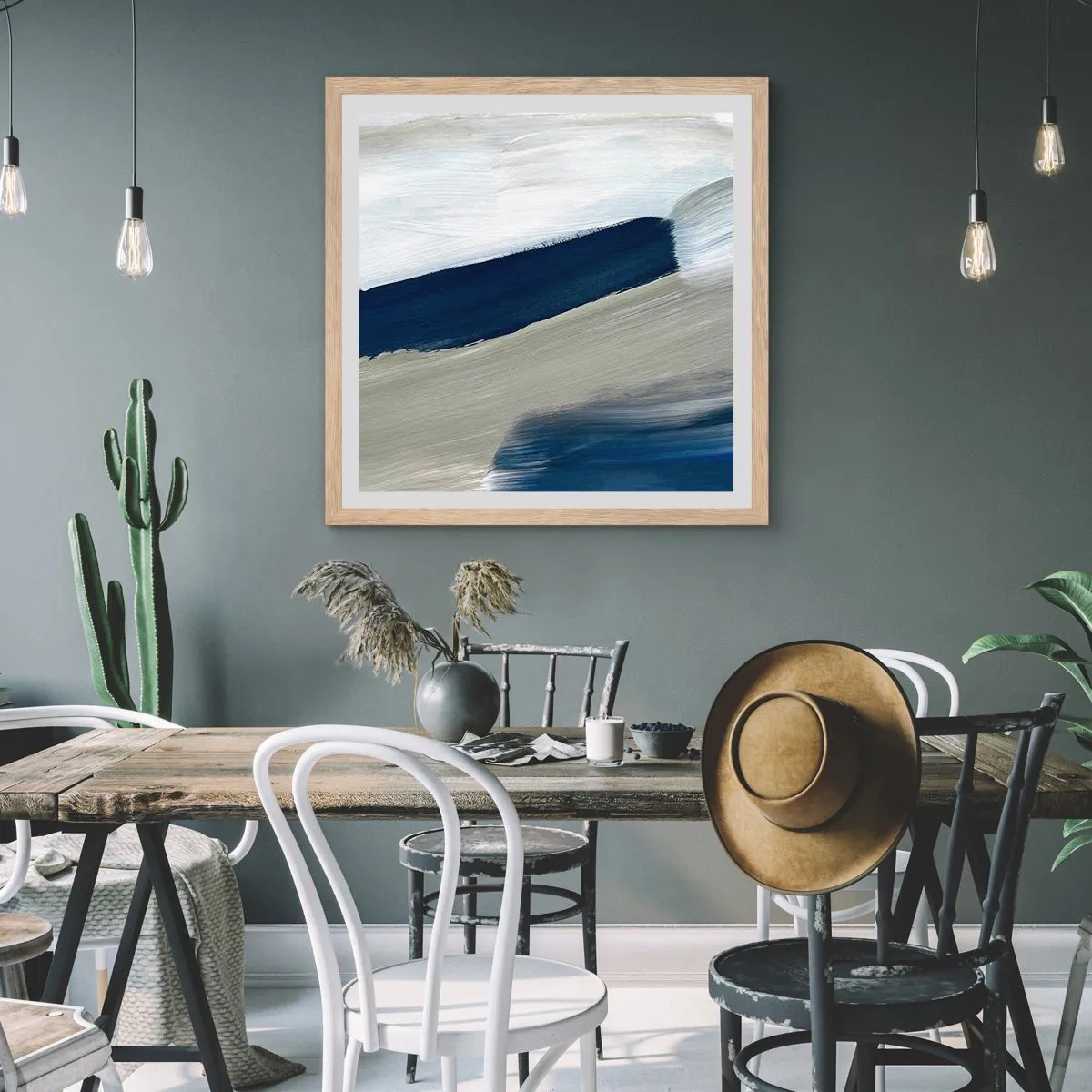 Poszter világos tölgy keretben - Találkozás a fehérrel - 40x40 cm