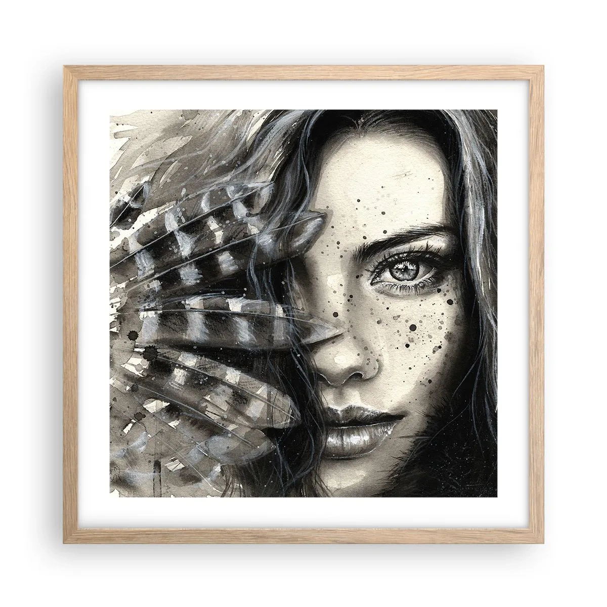 Poszter világos tölgy keretben - Vad gyönyör - 50x50 cm