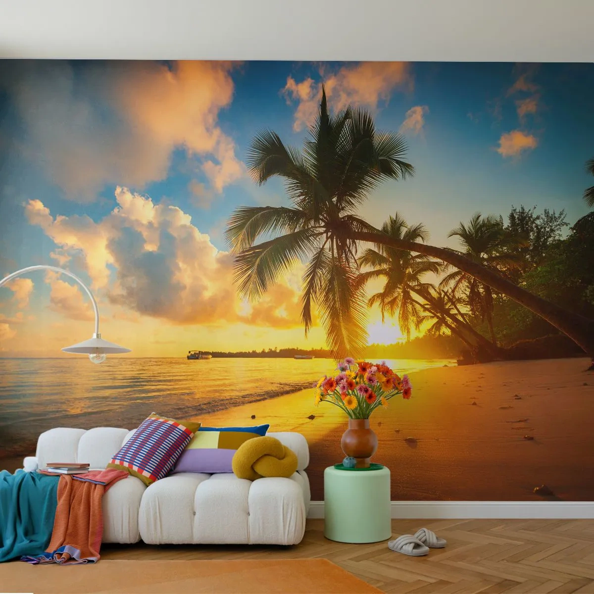 Fotótapéta Premium Sand - Karibi álom - Tájkép, Kókuszpálma, Tenger - 100x70 cm