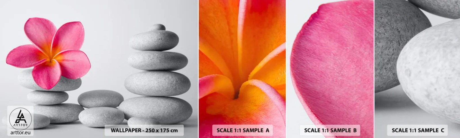 Fotótapéta Minta Standard Eco - Kő a kövön, és ezen a kövön... - Virág, Kövek, Gyógyfürdő - 100x30 cm