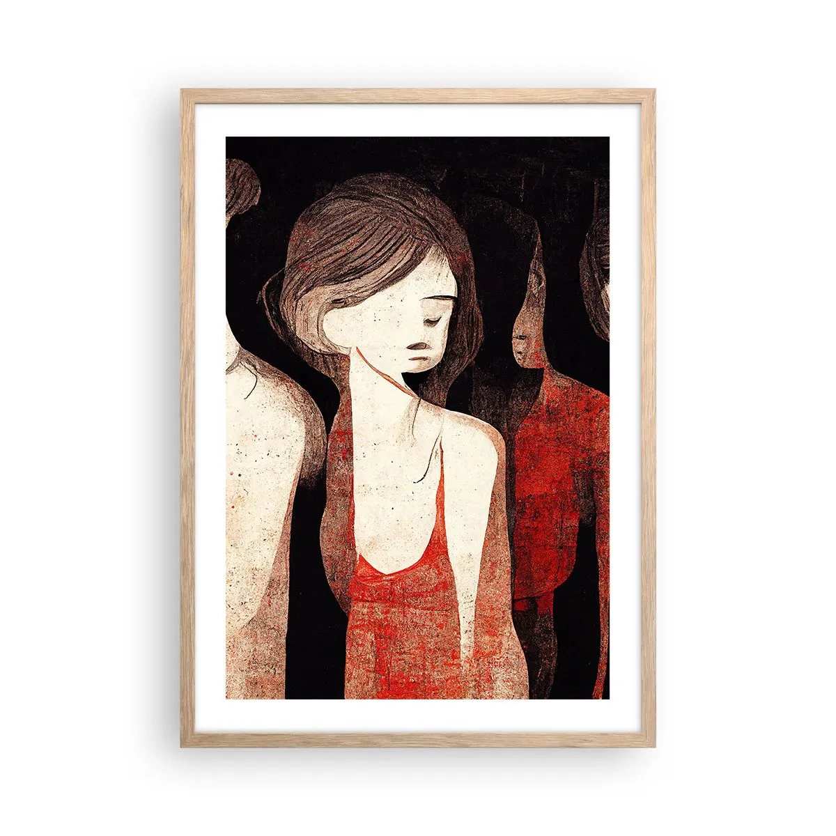 Poszter világos tölgy keretben - A sötétség madonnái - 50x70 cm
