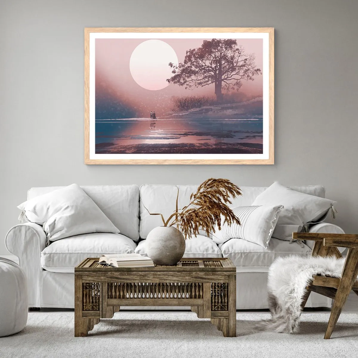 Poszter világos tölgy keretben - Éjszakai csodák - 70x50 cm