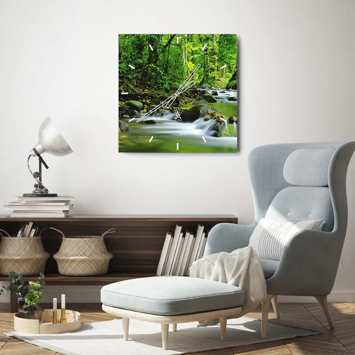 Falióra, Óra - Úszni a zöld tengerében - 40x40 cm