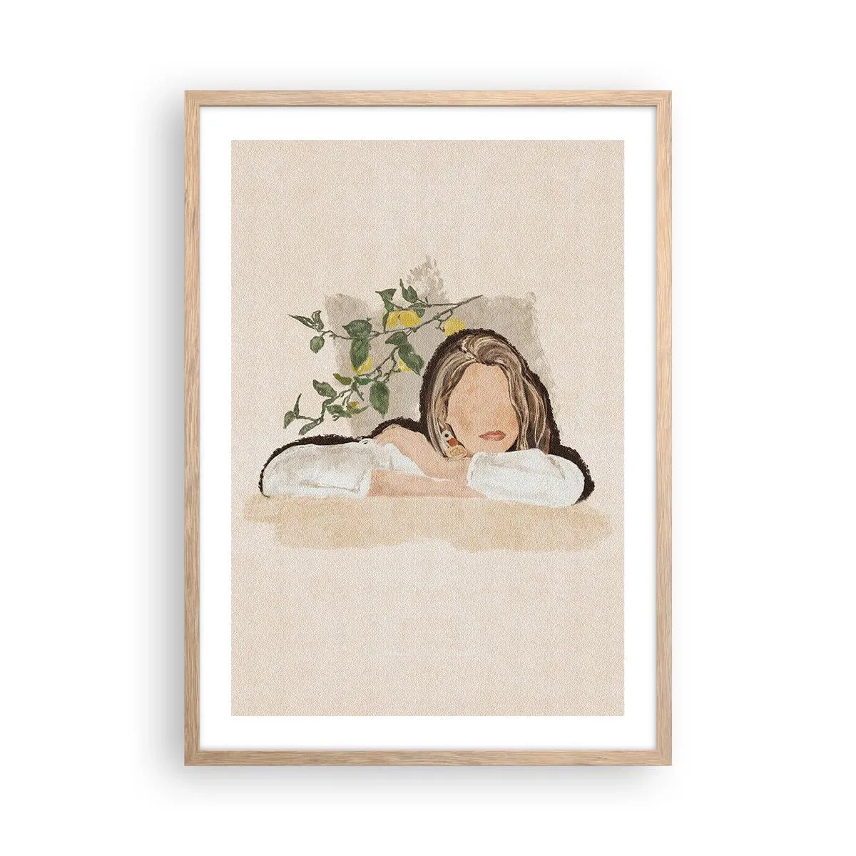 Poszter világos tölgy keretben - Déli szépség - 50x70 cm