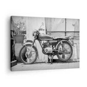 Vászonkép - Fekete-fehér fotó egy klasszikus motorkerékpárról - 70x50cm - Klasszikus mindenek felett - Modern fali dekoráció nappalihoz és hálószobához ARTTOR