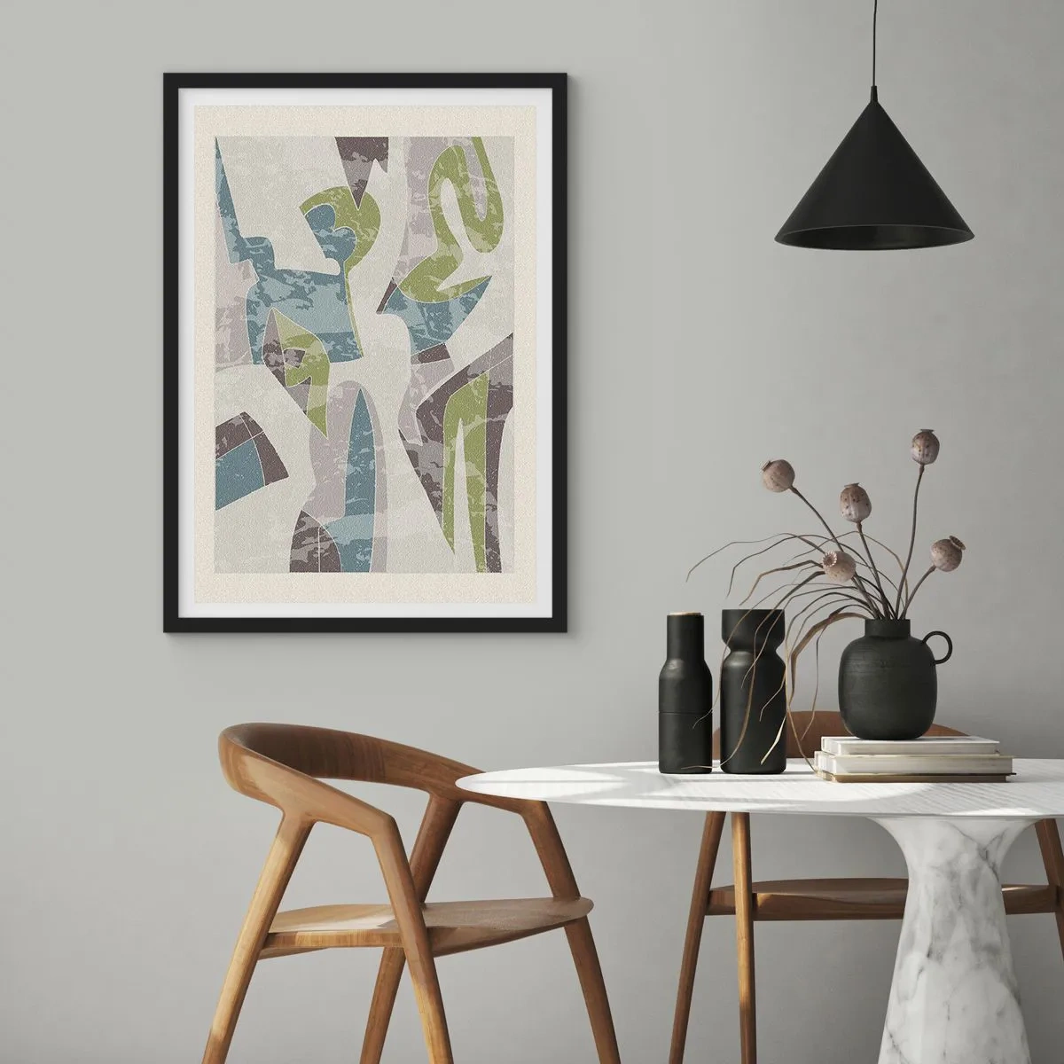 Poszter fehér keretben - Kompozíció üveg mögött - 70x100 cm