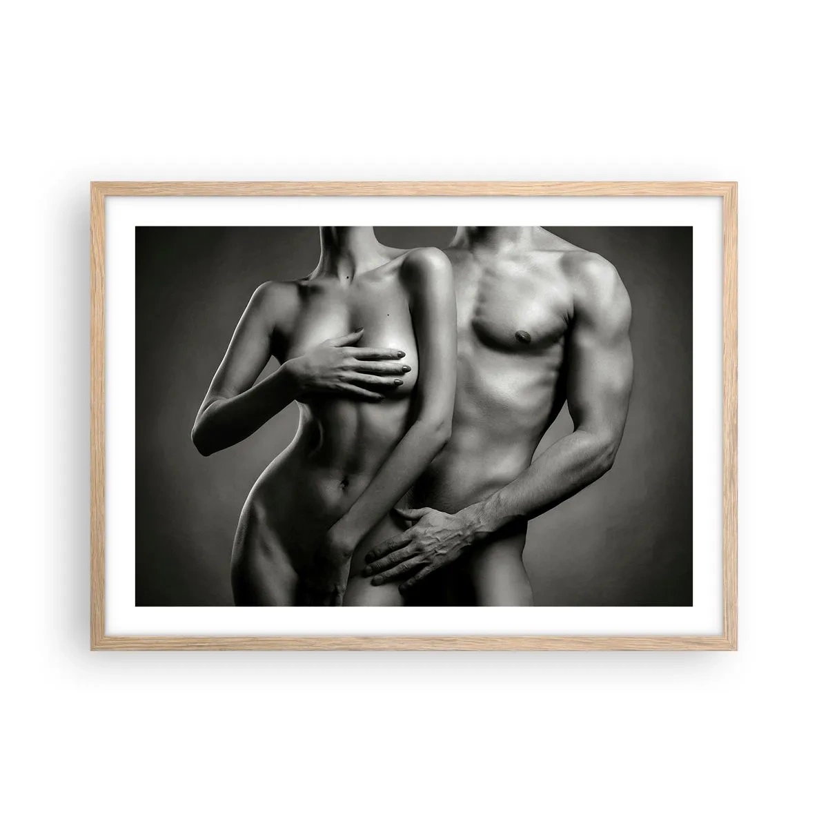 Poszter világos tölgy keretben - Ádám és Éva - 70x50 cm