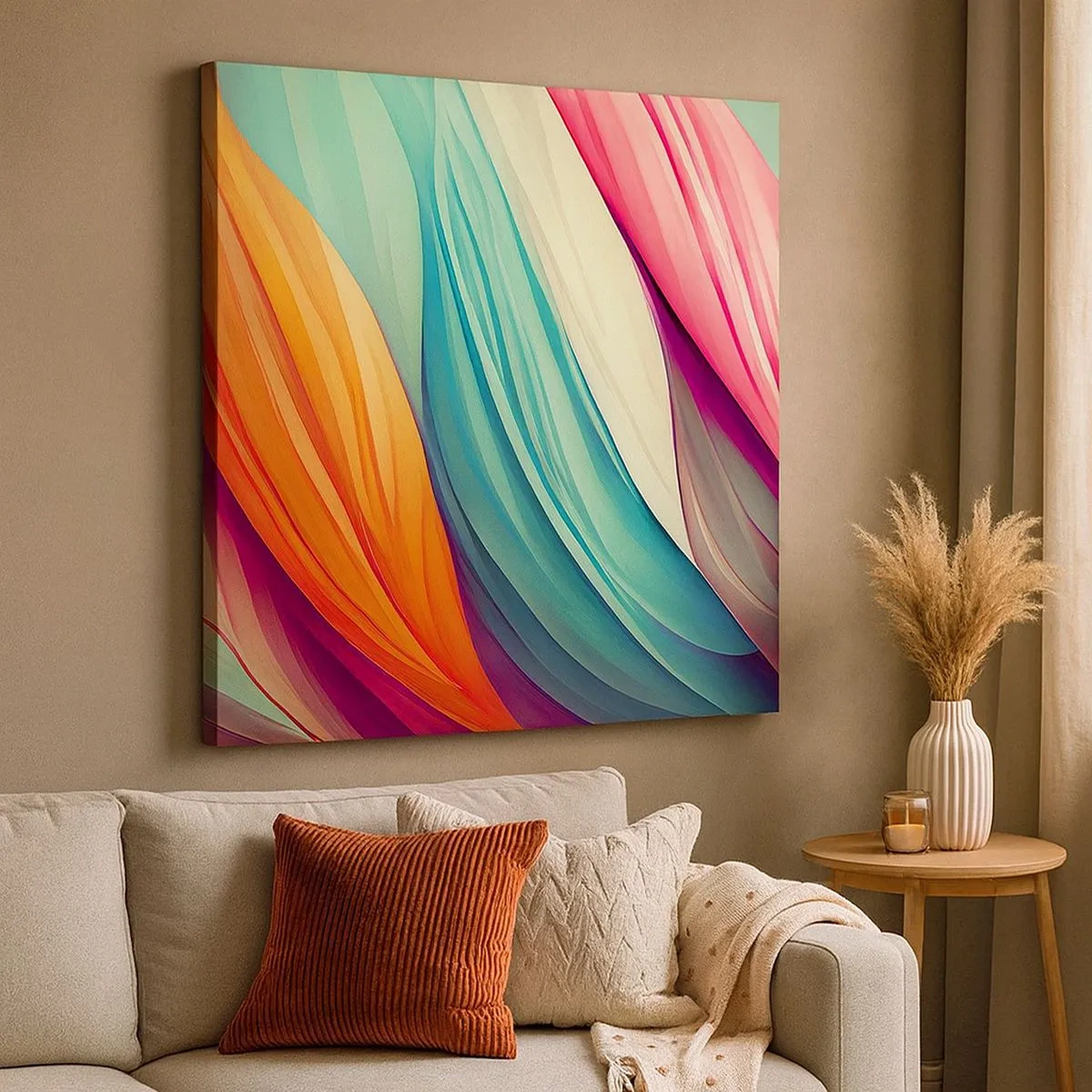 Vászonkép - Szivárványos szövés - 30x30 cm