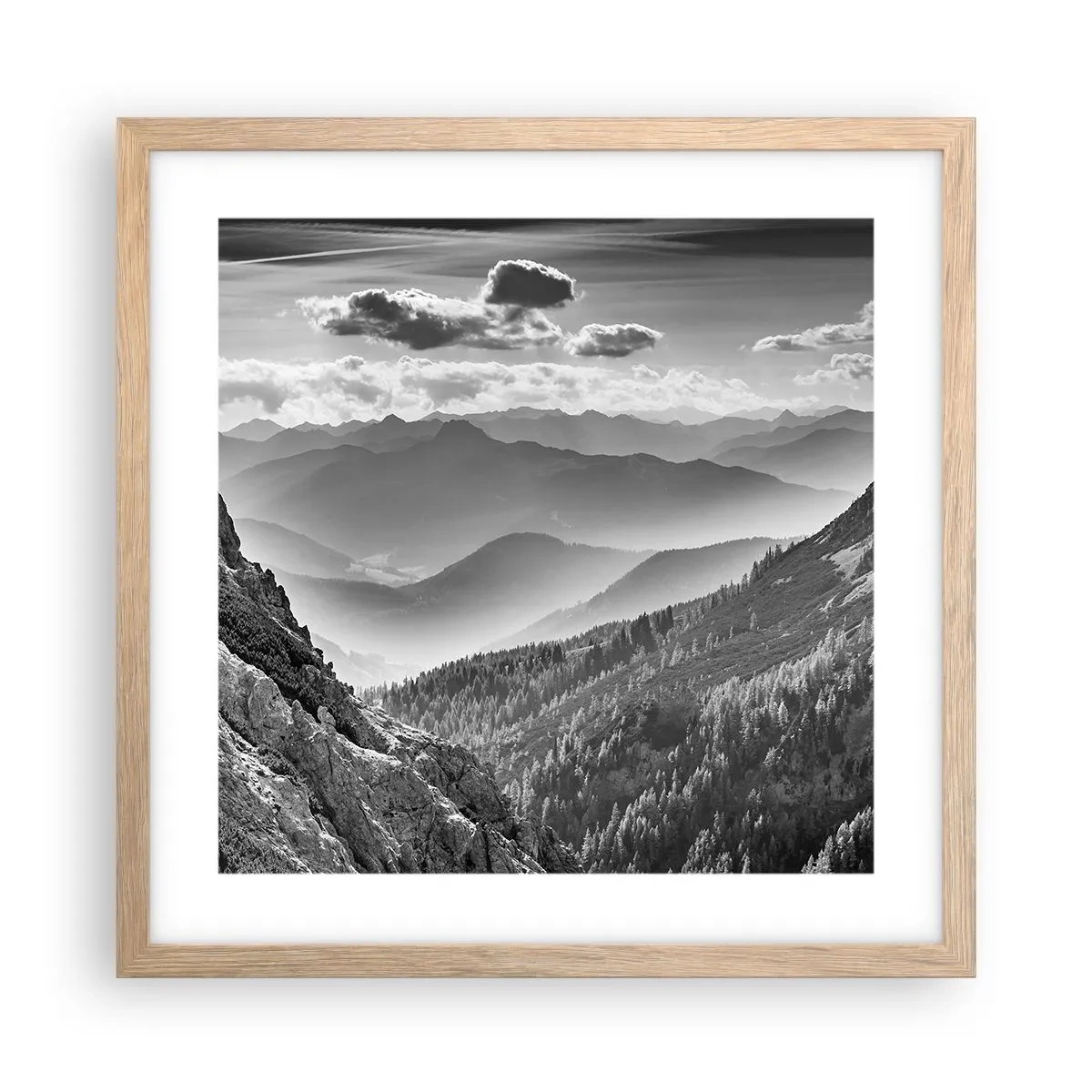 Poszter világos tölgy keretben - Egészen a horizontig - 40x40 cm