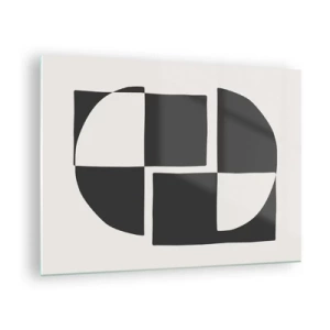 Üveg kép - Fekete-fehér formák geometriai kompozíciója - 70x50cm - Antitézis – szintézis - Modern fali dekoráció nappalihoz és hálószobához ARTTOR