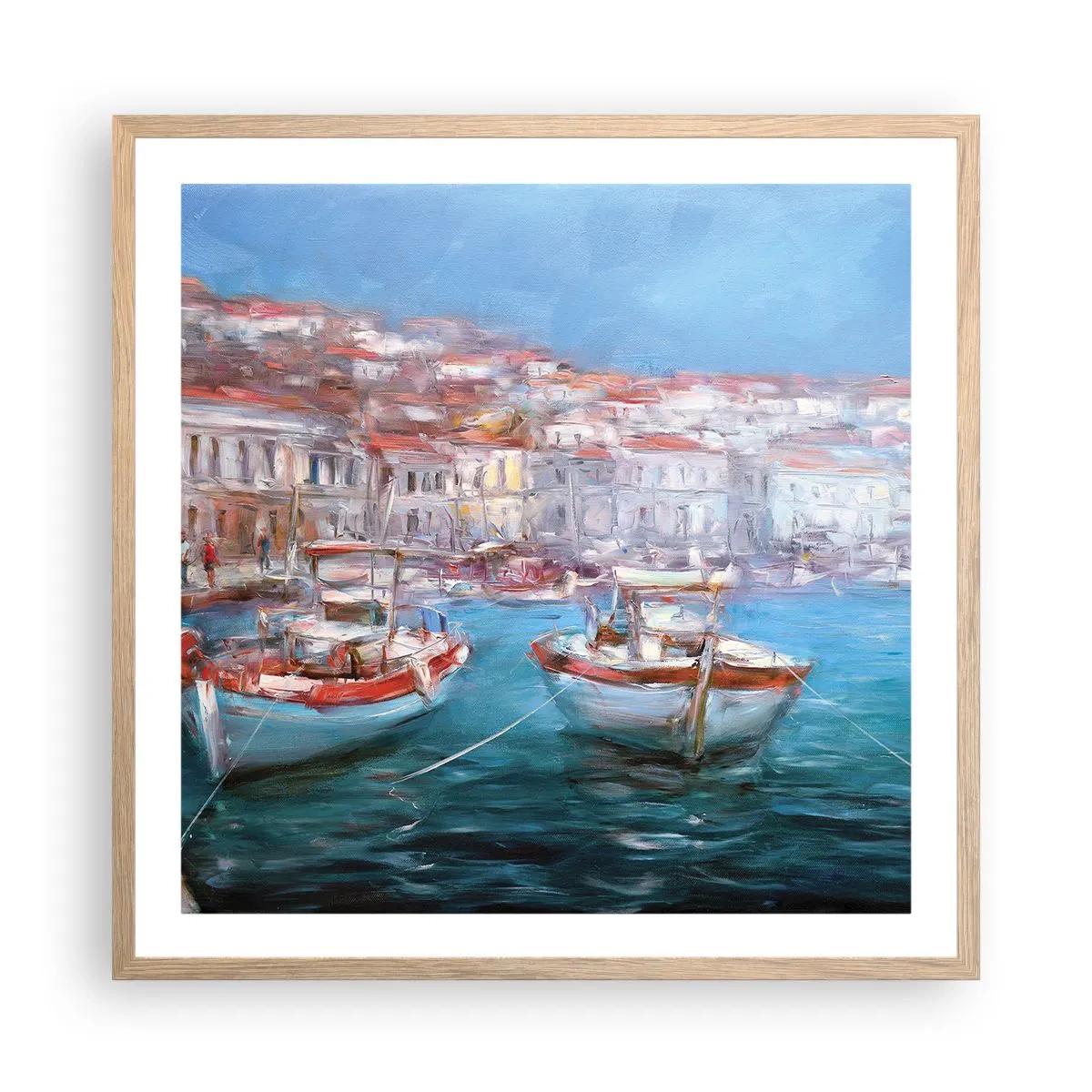 Poszter világos tölgy keretben - Olasz öböl - 60x60 cm