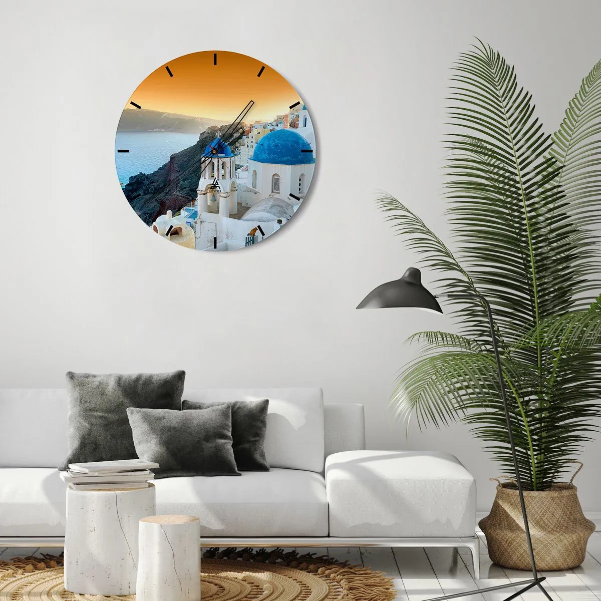 Falióra, Óra - Santorini – rásimulva a sziklákra - 40x40 cm