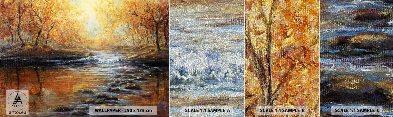 Fotótapéta Minta Premium Sand - Az Arany Patak - Tájkép, Hegyi patak, Erdő - 100x30 cm