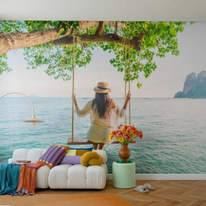 Fotótapéta Premium Sand - Az élet gyönyörű - Kikapcsolódás, Hinta, Nő - 200x140 cm