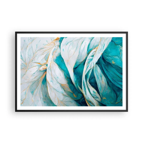 Poszter fehér keretben - Kék absztrakció arany motívummal - 100x70 cm