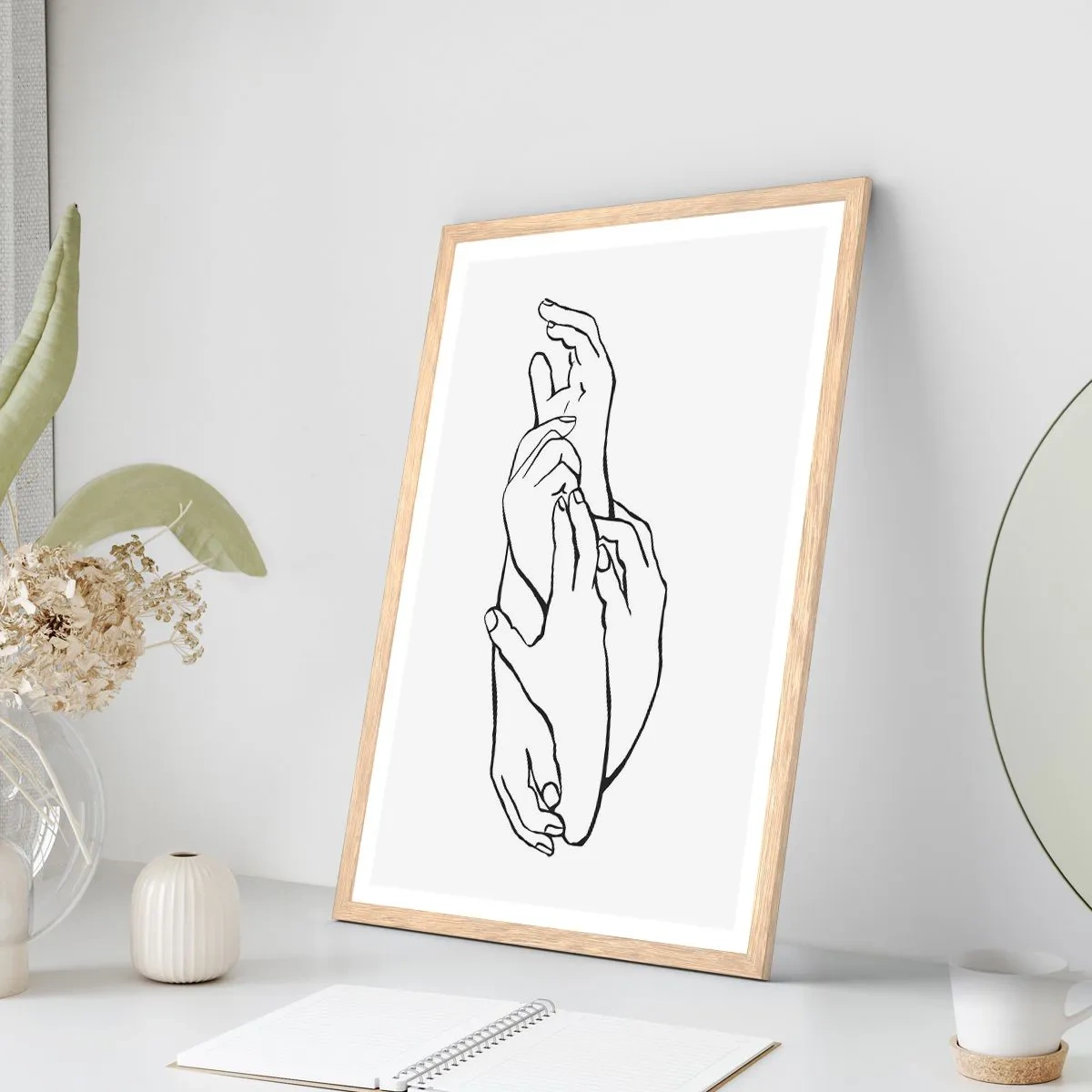 Poszter világos tölgy keretben - Jó érintés - 70x100 cm