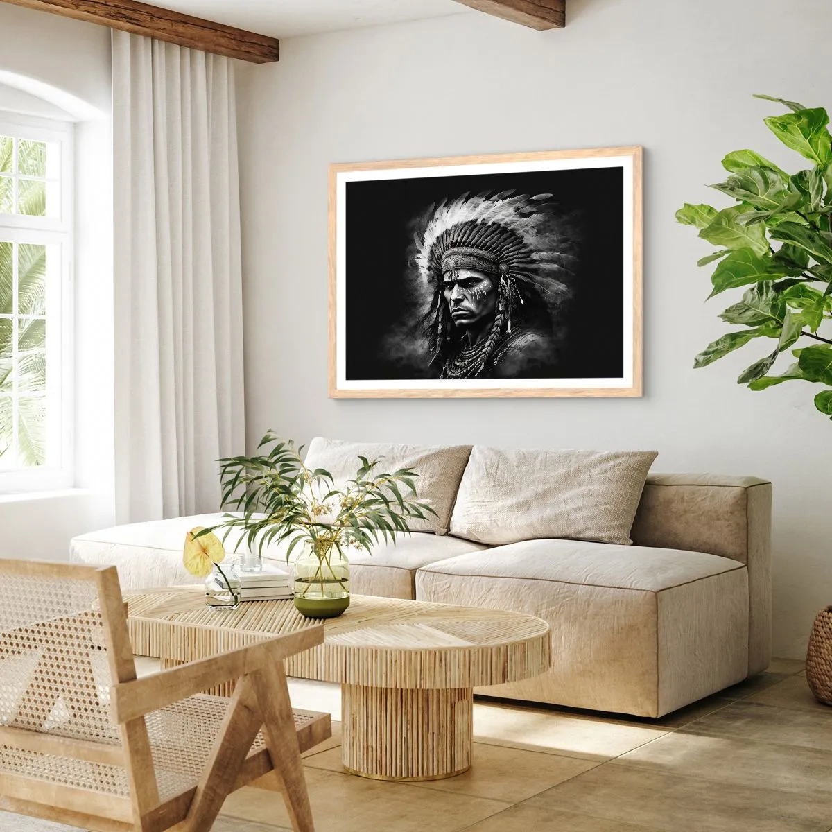 Poszter világos tölgy keretben - Vezér és harcos - 91x61 cm