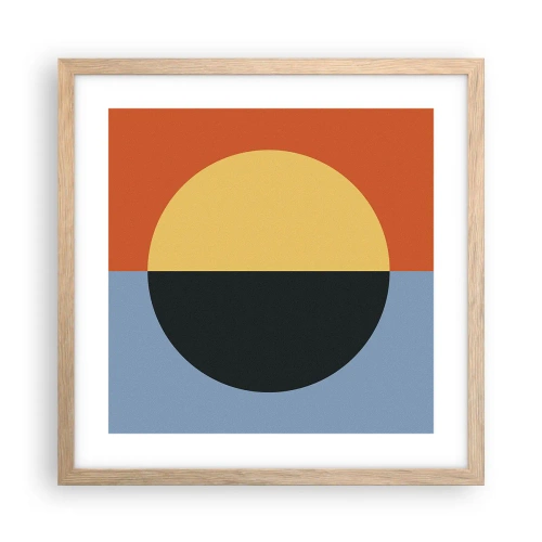 Poszter világos tölgy keretben - A meleg és a hideg kompozíciója - 40x40 cm