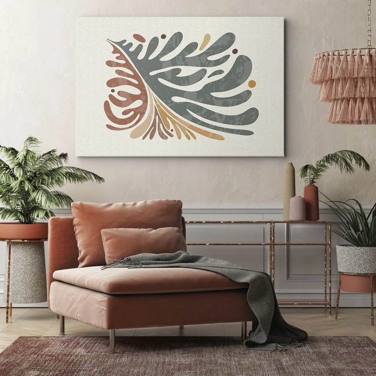 Vászonkép - Színes absztrakt levél világos háttéren - 70x50cm - Többszínű levél - Modern fali dekoráció nappalihoz és hálószobához ARTTOR