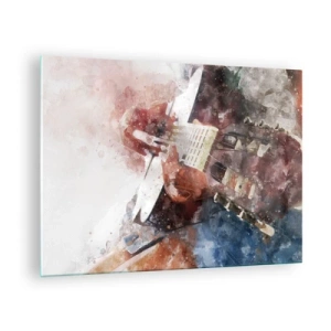 Üveg kép - Egy művészi gitáros akvarellfestménye - 70x50cm - És mit gondolsz róla? - Modern fali dekoráció nappalihoz és hálószobához ARTTOR