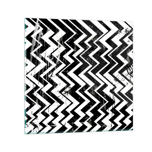 Üveg kép - Zyg-fehér, zag-fekete - 60x60 cm