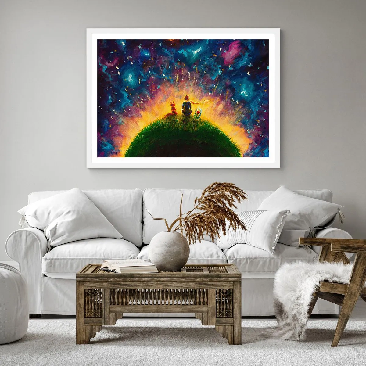 Poszter fekete keretben - Szerelem és barátság – az egész világ - 40x40 cm