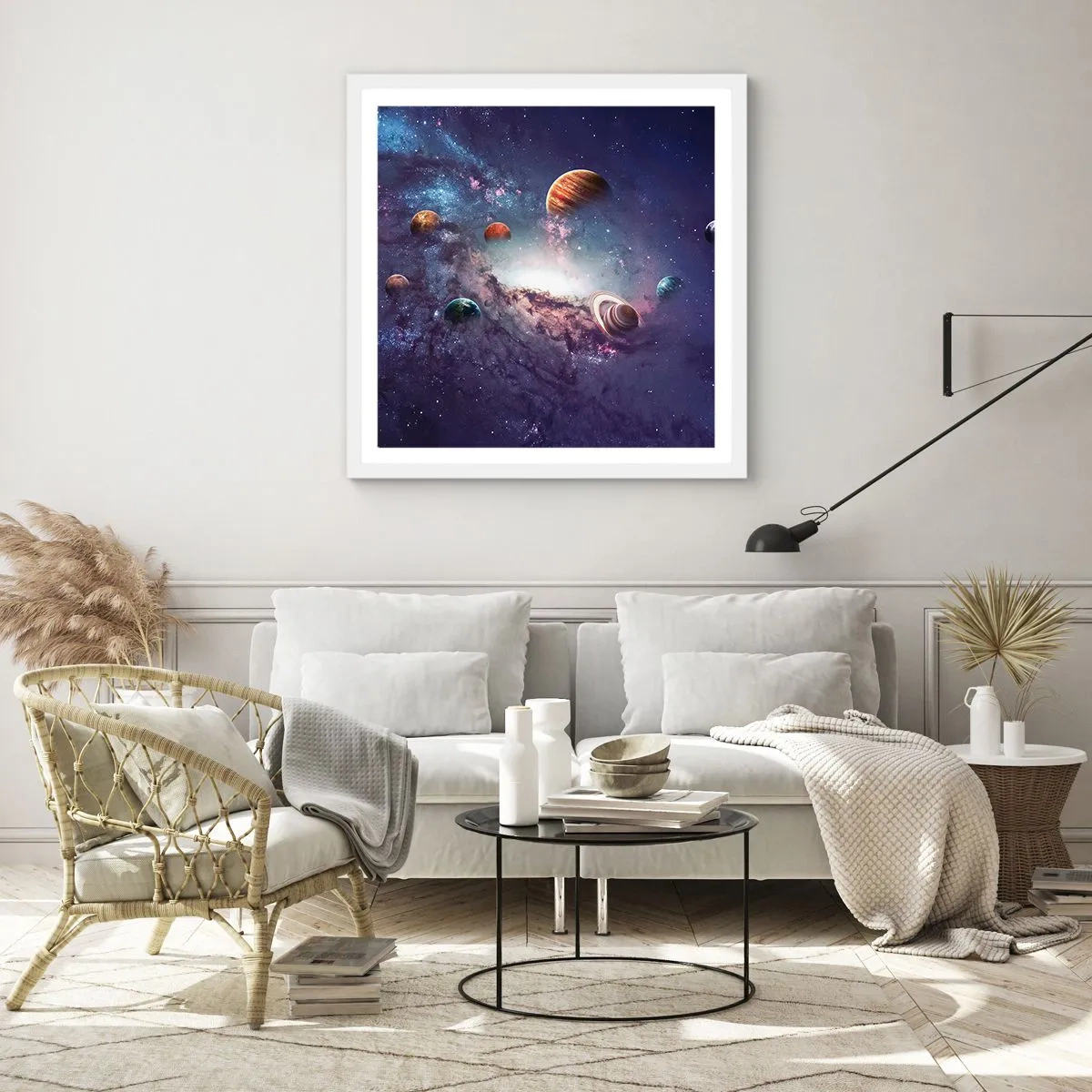 Poszter fekete keretben - Napos táncrendszer - 60x60 cm