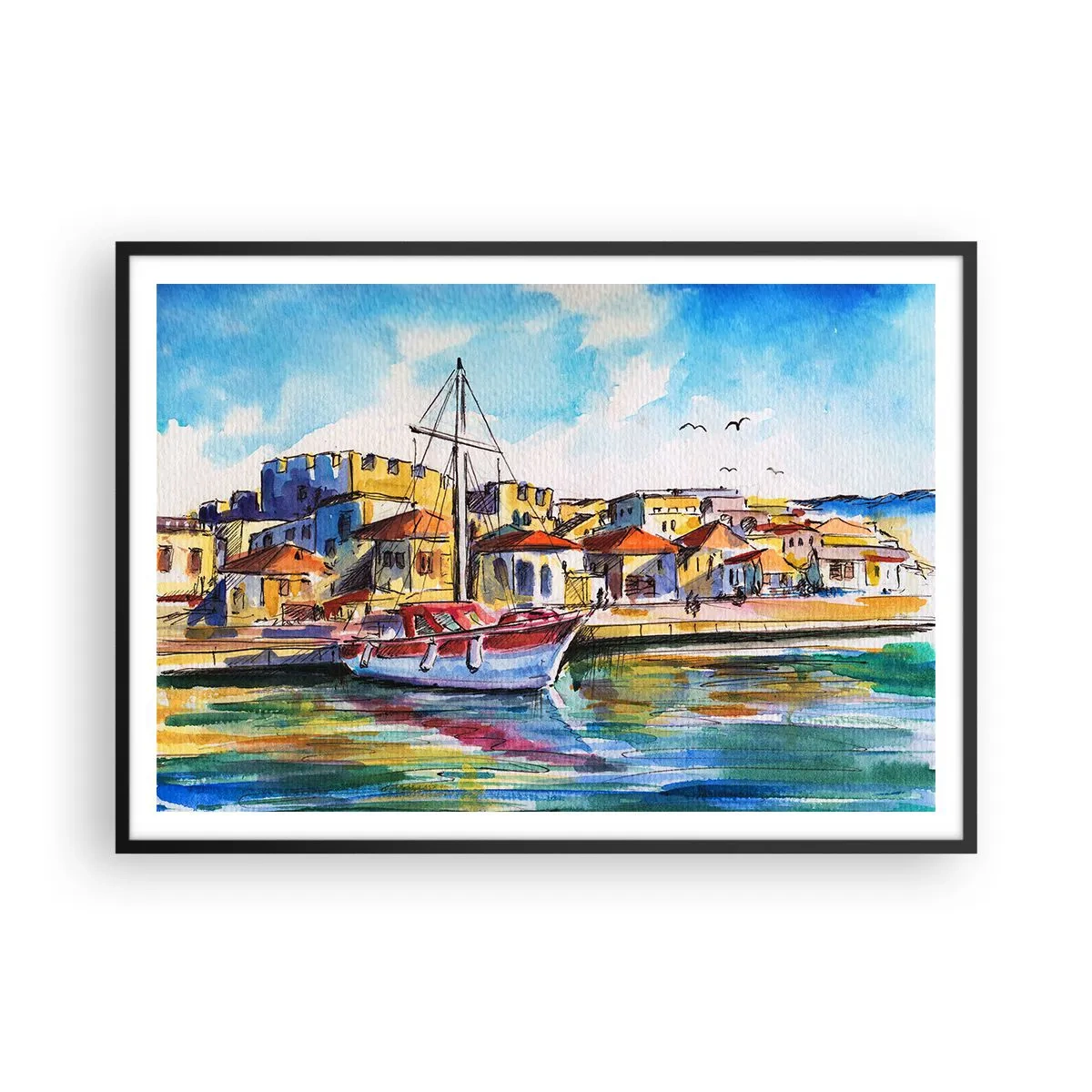 Poszter fehér keretben - Szivárványos délután - 100x70 cm