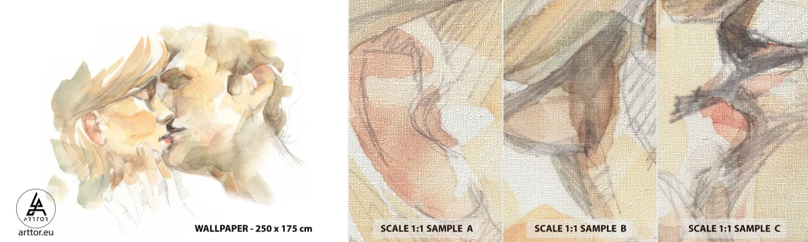 Fotótapéta Minta Premium Canvas - Meglelt másik fél? - Szerelmes pár, Csók, Darab - 100x30 cm