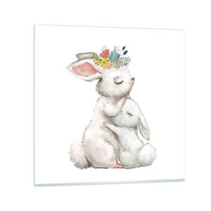 Üveg kép - Nincs olyan, mint anyánál - 50x50 cm