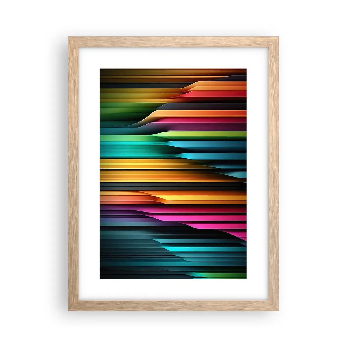 Poszter világos tölgy keretben - Fényorgonák - 30x40 cm