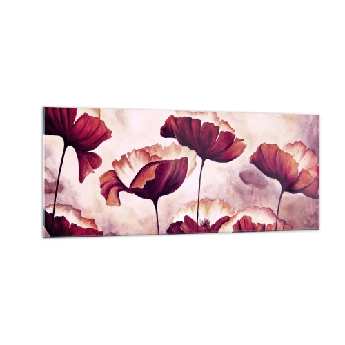 Üveg kép - Piros és fehér szirom - 100x40 cm