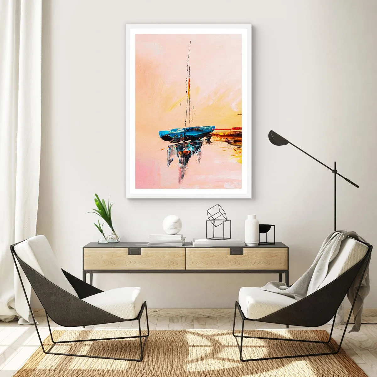 Poszter fekete keretben - Egy este a kikötőben - 30x40 cm